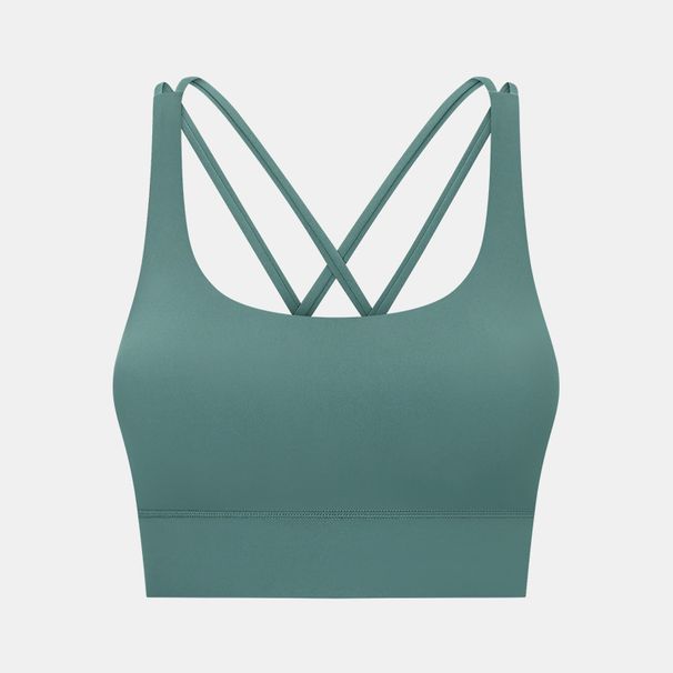New Spring/Summer Crossback Yoga Bra, Brushed Feel, Shockproof, Supportive, And Push Up Sports Bra For Women_ecoleips.com