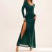 Women's Clothing V Neck Sexy Long Sleeved Evening Dress Party Slit Dress Temperament Dress Slim Fit_ecoleips.com