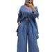 Women's Clothing Solid Color Cotton And Linen Loose Irregular Button Suit Female V Neck Cardigan Wide Leg Pants 2 Piece Set_ecoleips.com