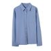 Women's Blue Long Sleeved JK Shirt Spring Autumn Style Niche Design Thin Uniform Top for Students Suitable for Inner Layer Or Alone_ecoleips.com