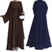 Verve M2599 Ladies Muslim New Solid Color Chiffon Elegant Dress Casual Loose Coat_ecoleips.com