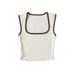 Women's French Style Stretchy Fitted Top Square Neckline Sleeveless Short Striped Color Block Vest New Spring_ecoleips.com