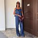 Women's Vintage Denim Tank Top + High Waist Straight Leg Pants Set – Retro Casual Outfit_ecoleips.com