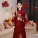 Elegant Chinese Style Wedding Banquet Dress Red Qipao Cheongsam Bride Reception Gown Long Sleeve Autumn Winter_ecoleips.com