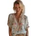 Women's 3D Digital Print T-Shirt V Neck Short Sleeve Loose Fit Floral Artistic Street Style Top European American Inspired_ecoleips.com