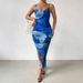 Women's Clothing Sleeveless Tie Dye Sling Print Seaside Vacation Mesh Dress_ecoleips.com
