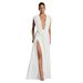 Stylish Draped Pleated Dress Solid Color Deep V Neck Irregular Design European American Style Feminine New Black Dress_ecoleips.com