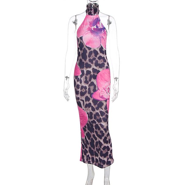Cross-border European And American Style 2025 Summer New Women's Clothing Sexy Leopard Print Round Neck Backless_ecoleips.com