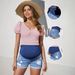 Voya Popular Women's Clothing Items: Pregnant Women's Ripped Denim Shorts, Abdominal Support Pants, Mid Waist Elastic Casual Slimming Jeans_ecoleips.com