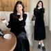 Autumn Winter New Korean Fashion Velvet Patchwork Maternity Dress_ecoleips.com