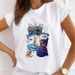 New Women's Base Shirt With Letter Print, New Urban Girl's Regular Shoulder Short-sleeve T-shirt_ecoleips.com