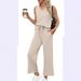 Women's Clothing Women's Summer Travel Outfit V Neck Vest Casual Pants Matching Set For Formal & Casual For Women_ecoleips.com