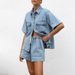 Women's Clothing Summer Women's Casual Loose Pocket Short Sleeved Shirt Shorts Denim Two Piece Suit_ecoleips.com