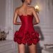 Women's Clothing style summer women's red high end sexy tube top dress slim flower skirt dress tight skirt_ecoleips.com