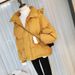 Women's Clothing Women's Short Hooded Padded Coat Winter Jacket With Button Detail - Lightweight Warm Puffer Coat For Students & Office Ladies_ecoleips.com