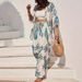 Women's Clothing Printed Holiday Suit Tassel Hem Cardigan And Wide Leg Pants Suit_ecoleips.com