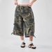 Women's Cargo Denim Capri Pants, Military Camo Print Straight Leg Cropped Jeans With Multiple Pockets, Retro American Style Casual Trousers_ecoleips.com