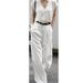 Women's Linen-Blend Wide Leg Pants – High Waist Loose Fit Trousers For Pear Shape & Petite, Breathable Summer Office Pants_ecoleips.com