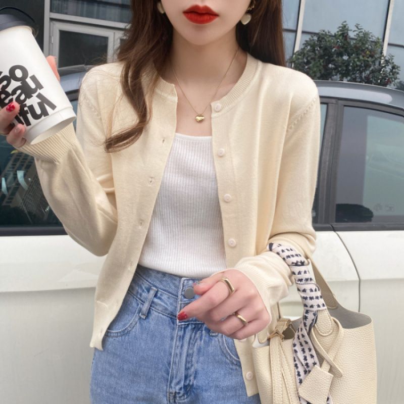 Wear A Cardigan On The Outside, A Women's Thin Fashionable Sweater, A Jacket, A Knitted Sweater With A Long-Sleeved Top_ecoleips.com