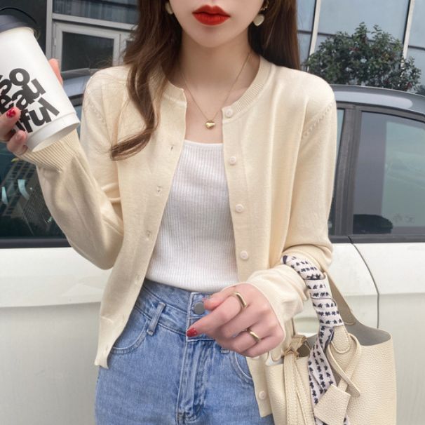 Wear A Cardigan On The Outside, A Women's Thin Fashionable Sweater, A Jacket, A Knitted Sweater With A Long-Sleeved Top_ecoleips.com