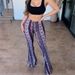 Women's clothing printed Bohemian high elastic tight flared sexy casual pants_ecoleips.com