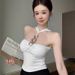 Summer New Arrival Pure Desire Women's Halter Neck Diamond Chain Vest Slimming One Piece With Bra Pads Outerwear Top_ecoleips.com