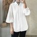 Women Long Lantern Sleeve Tops Muslim Solid Color Casual Shirts Elegant Work Shirts_ecoleips.com