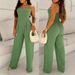 Women's Clothing Green Suspenders Sexy Waist Wide Leg Jumpsuit_ecoleips.com