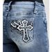 Summer Low Rise Stretch Slim Fit Flared Jeans for Women American Retro Style Cross Embroidery New Style 2026_ecoleips.com