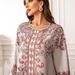 Verve 2406 Kaftan Round Neck High-Density Rhinestone Beaded Printed Muslim Women's Robe Elegant Dress_ecoleips.com