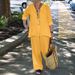 Women's Clothing Two Piece Suits For Women Lapel Long Sleeved Shirts Autumn Casual Solid Color Pants Wide Leg Suits_ecoleips.com