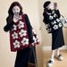 Autumn Winter New Korean Fashion Open Button Beaded Heart Vest 2-Piece Knitted Maternity Dress_ecoleips.com