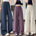 Suitable For All Seasons Ume Purple Tencel Linen Wide-Leg For Women, Summer Thin Style 2025 New High-Waisted Loose Straight Drape Suit Pants_ecoleips.com