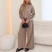 Plus Size Leopard Print Two Piece Set Round Neck Long Sleeve Top With Elastic Waist Loose Fitting Trousers Women's Trendy Outfit_ecoleips.com
