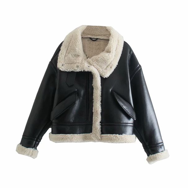 Women's clothing style street fashion fleece fur jacket coat_ecoleips.com