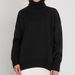 Women's Clothing Oversized High Neck Sweater - Women's Loose Fit Knit Pullover (Viscose-Spandex Blend, Classic Solid Colors)_ecoleips.com