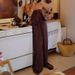 Fashion Ruffles Backless Solid Long Dress Elegant Strapless Hight Waist Satin Gowns Sexy Sleeveless Split Premium Vacation Dress_ecoleips.com