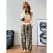 Women's Clothing fashion youth casual pants for women elastic waist camouflage print slim wide leg floor length pants_ecoleips.com