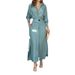 2026 Elegant Female Commuter Lace-Up Solid Color Waist-Cinching Long-Sleeved Irregular Shirt Dress For Women_ecoleips.com