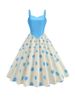 Women's Summer Dresses Sleeveless Spaghetti Straps Polka Dot Print Retro Vintage 50s A Line Party Dress_ecoleips.com