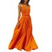 Sexy Backless Tie-Wrap Maxi Dress – Women's Flowy V-Neck Boho Beach Cover-Up (White/Tangerine, One Size Fits Most)_ecoleips.com