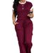 Women's Casual Two Piece Set Spring Summer Crew Neck Short Sleeve Top High Waisted Drawstring Loose Fit Cargo Pants_ecoleips.com