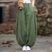 Suitable For All Seasons Draped Lantern For Women Spring Summer Carrot Casual Loose Cotton Linen Wide Leg High Waist Harem Pants_ecoleips.com