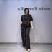 Women's High-End Wide Leg Pants Suit With Rhinestone Short Sleeve T-Shirt Two Piece Set For Summer Evening Wear_ecoleips.com