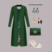 Elegant Plus Size Two Piece Set For Women Solid Color Long Sleeved Cardigan Bodycon Sleeveless Retro Dress_ecoleips.com