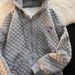 Women's Clothing Early Autumn New Style Hooded Sweatshirt Women's Loose Waffle Korean Style All Match Design Long Sleeve Cardigan Jacket_ecoleips.com