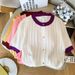 Women's Clothing Summer New Design Sense Small Fragrance Style Contrast Color Round Neck Short Sleeve Top Sweater Female_ecoleips.com