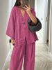 2026 New European American Independent Brand Fashionable Loose Women's V-neck Top And Wide-leg Pants Casual Set_ecoleips.com