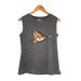 Women's Sleeveless Graphic Bear Print T-Shirt - Soft Polyester Blend, Comfortable & Stylish Summer Top (S-Xxl, Black/Dark Grey)_ecoleips.com