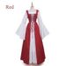 2025 European And American Square Neck Tie-Waist Medieval Renaissance Vintage Dress_ecoleips.com